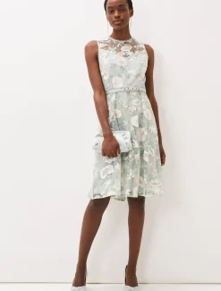 Aria Embroidered Fit And Flare Dress