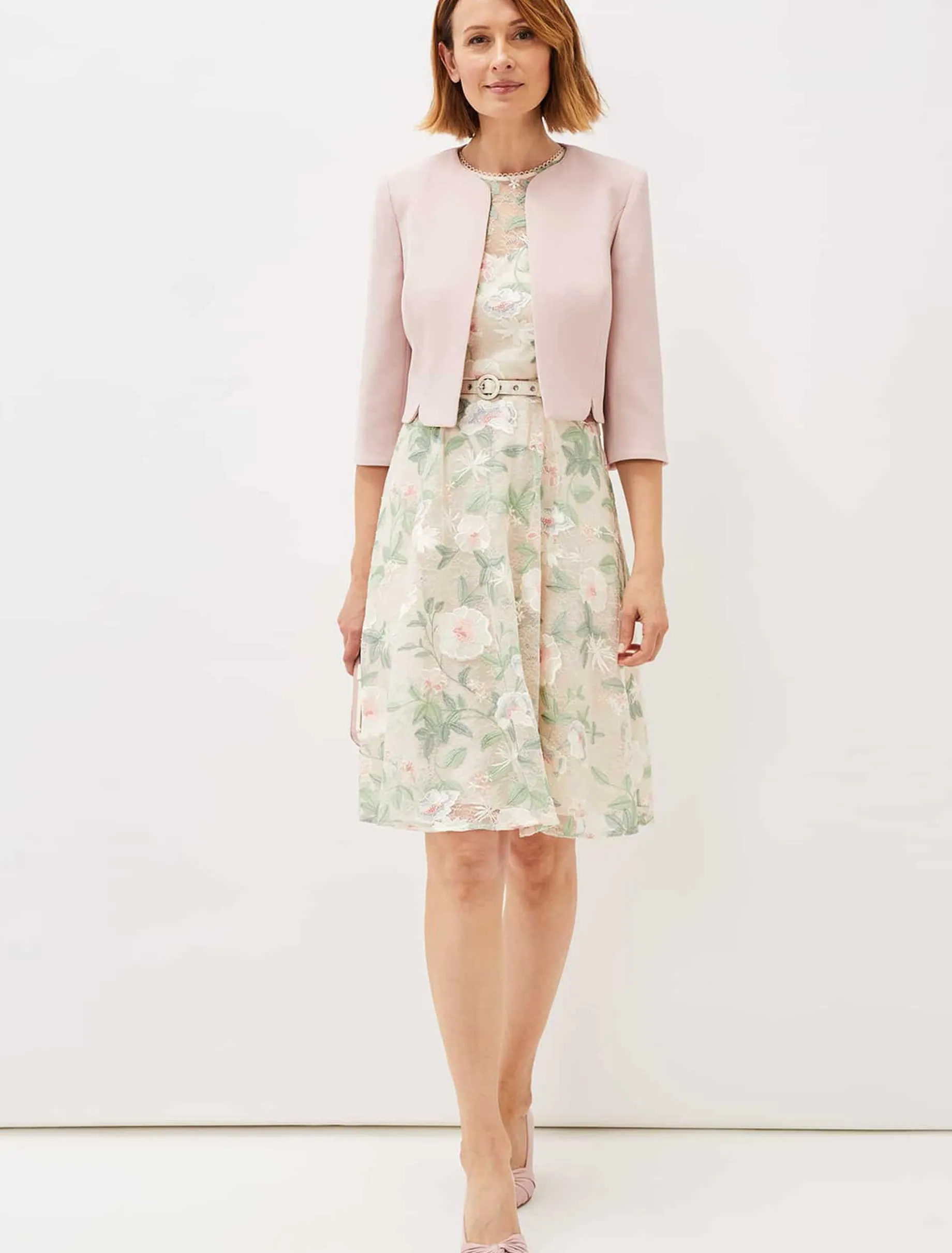 Aria Embroidered Lace Fit & Flare Dress