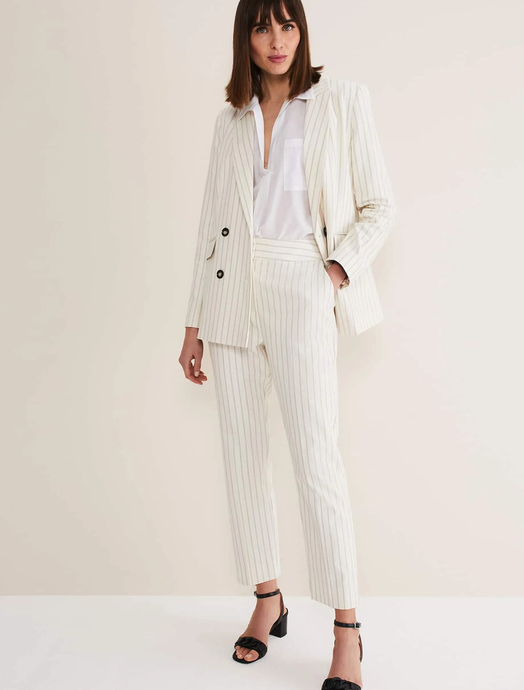 Ariella Pinstripe Straight Leg Trousers