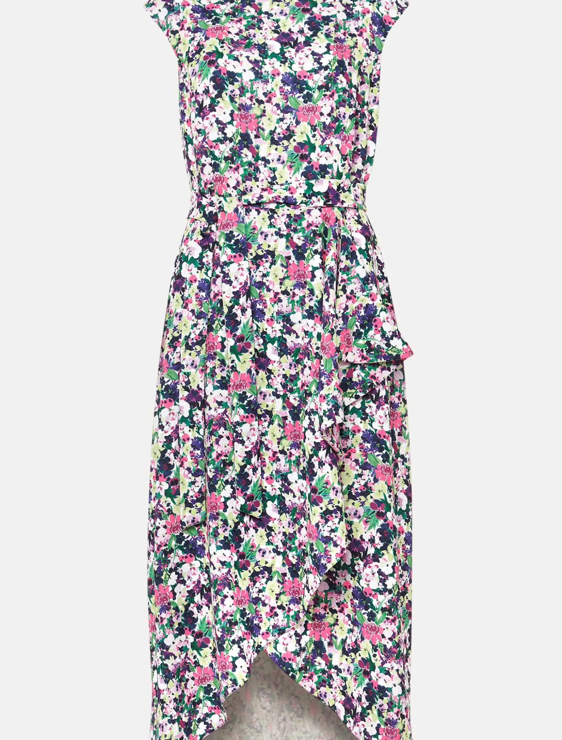 Arya Floral Frill Hem Sleeveless Midi Dress