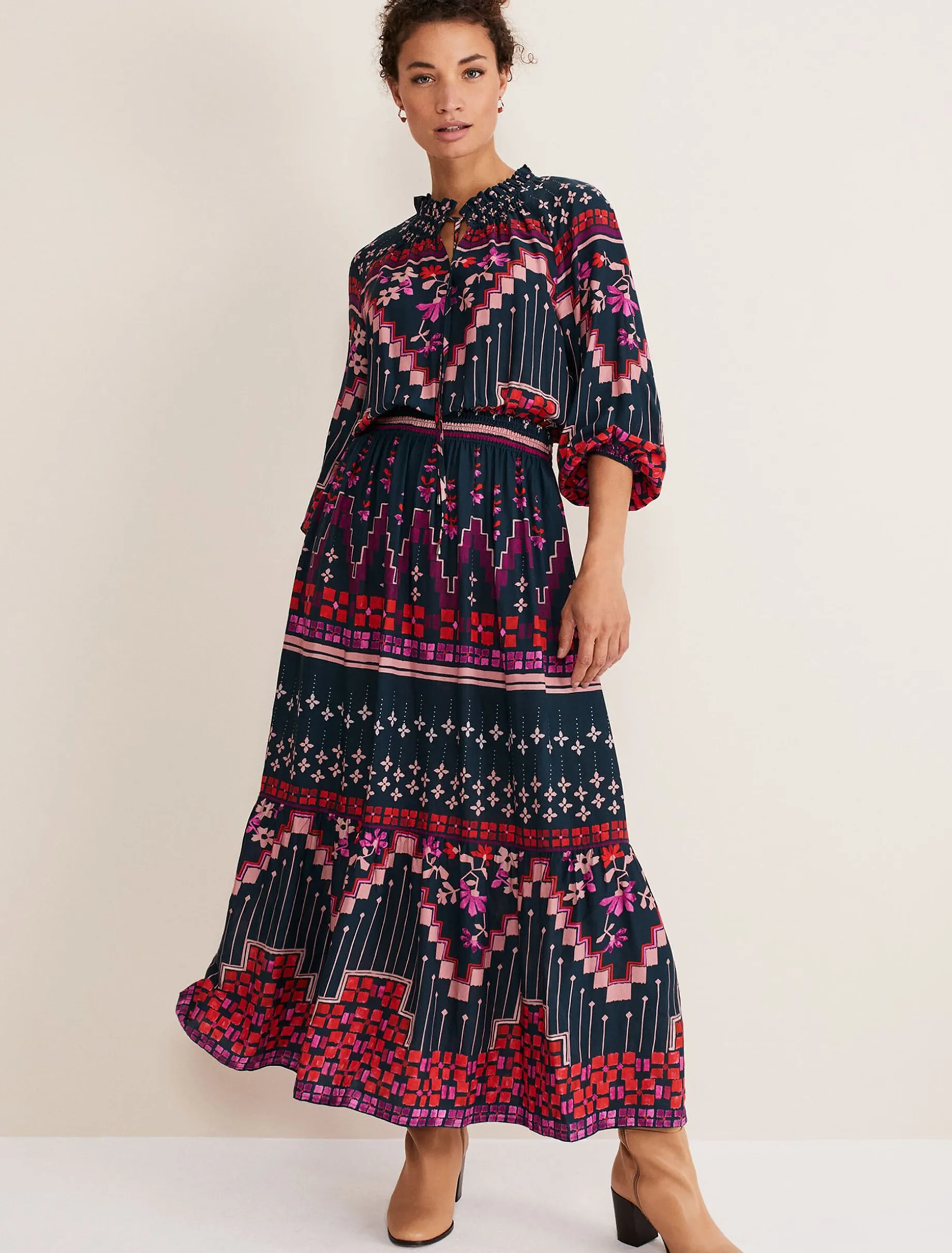 Asa Tile Print Midaxi Dress