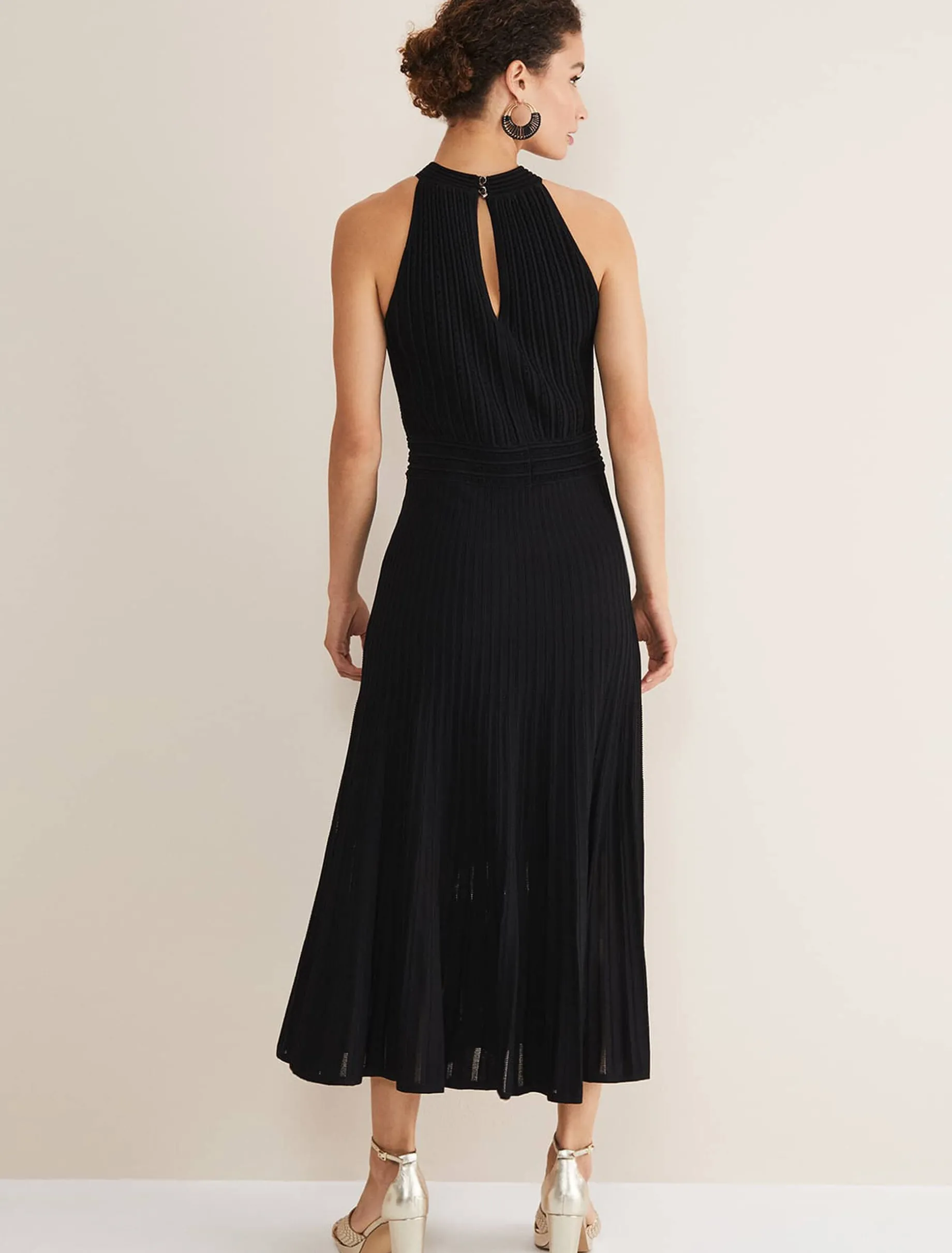 Athena Halter Neck Pointelle Dress
