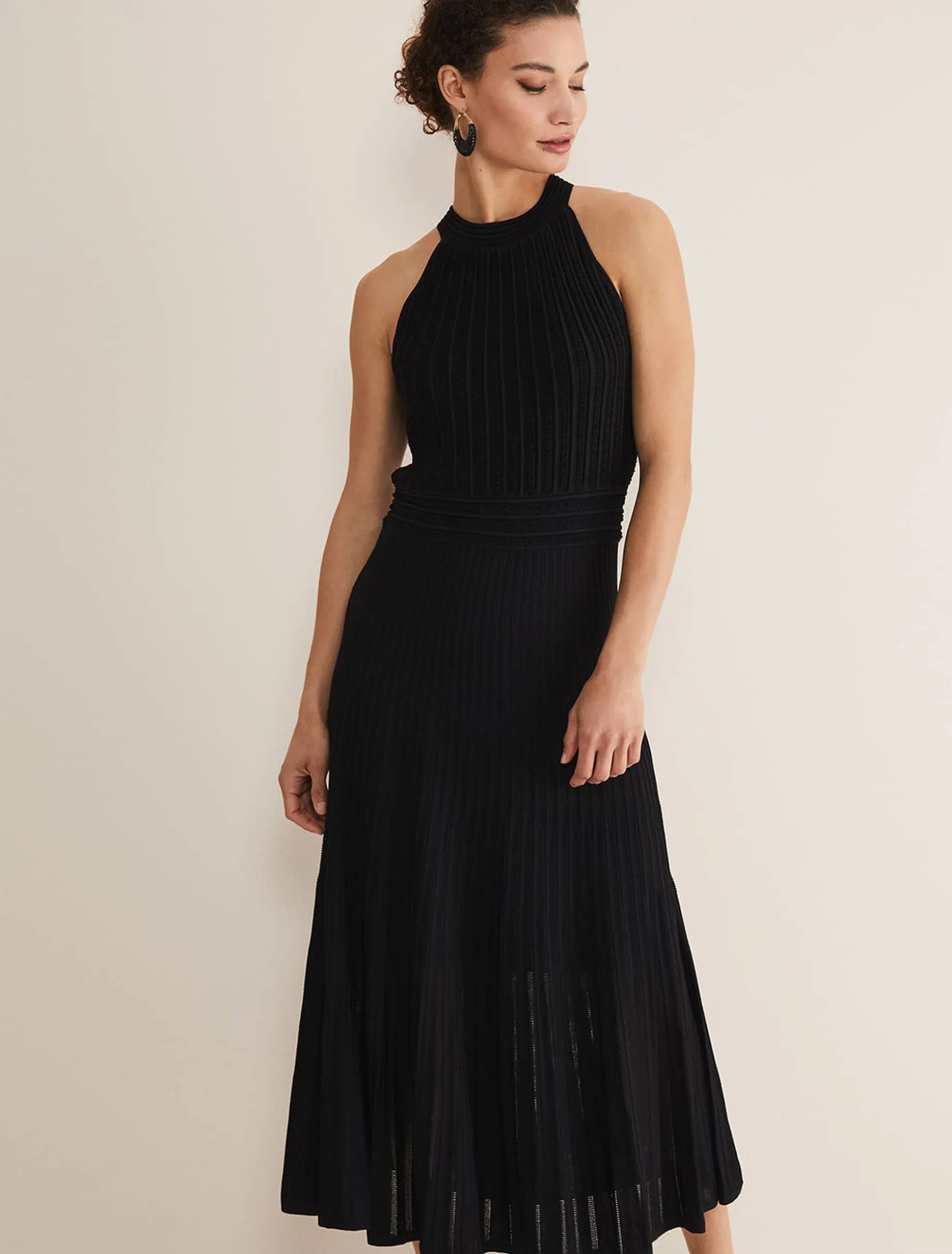 Athena Halter Neck Pointelle Dress
