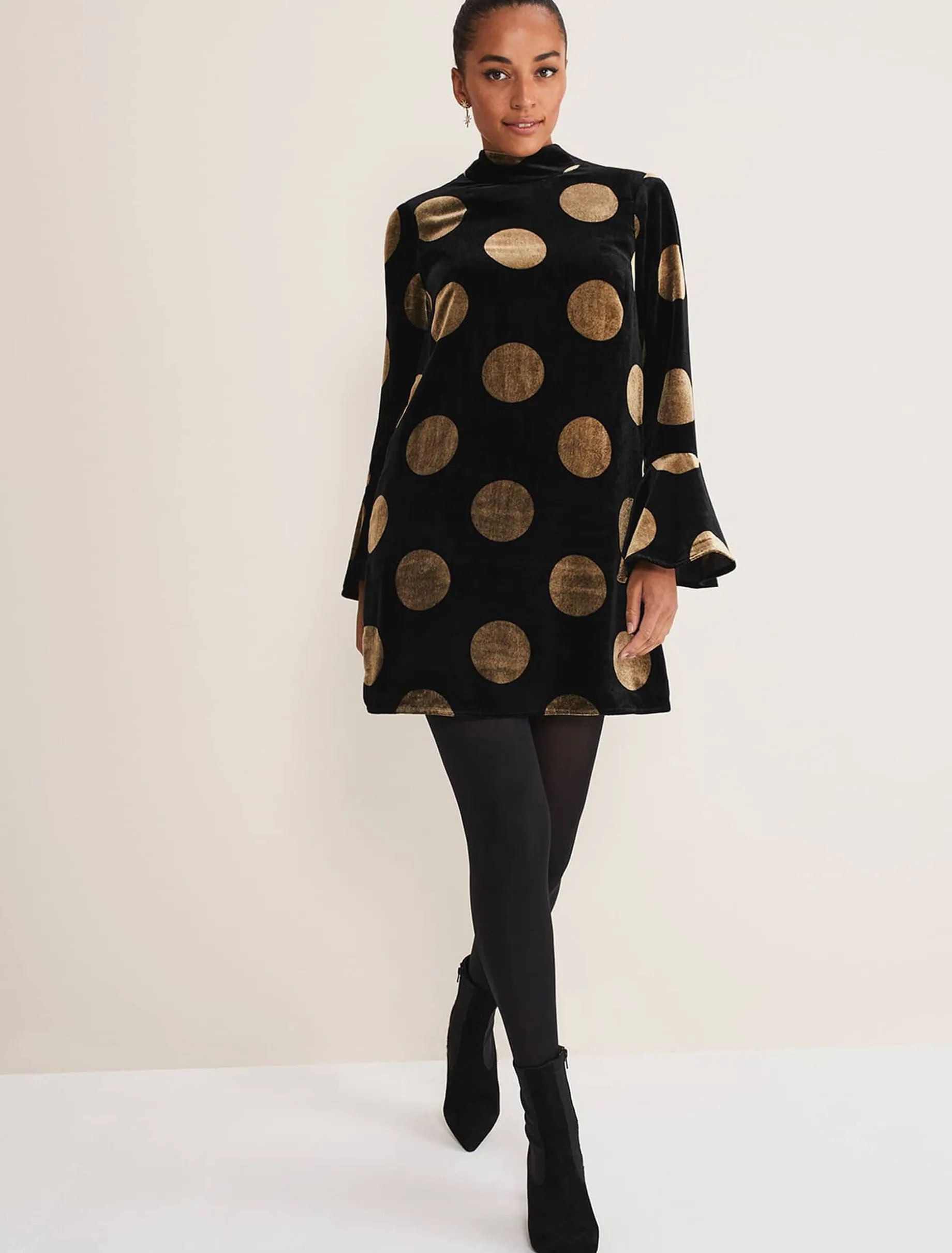 Aylin Spot Bell Sleeve Dress