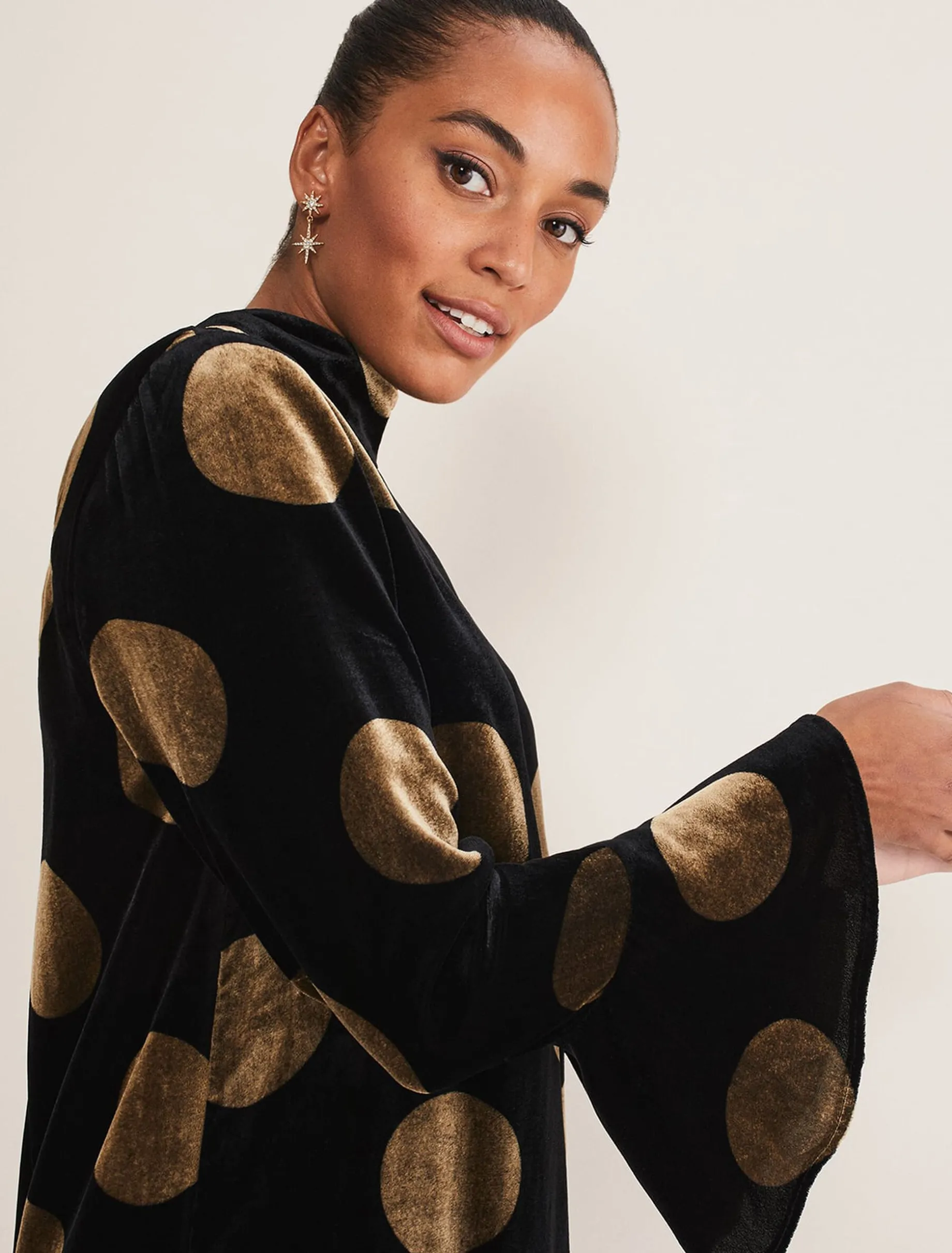 Aylin Spot Bell Sleeve Dress