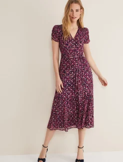 Azalea Ditsy Short Sleeve Midi Dress