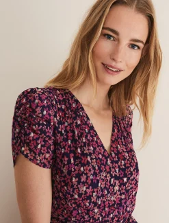 Azalea Ditsy Short Sleeve Midi Dress