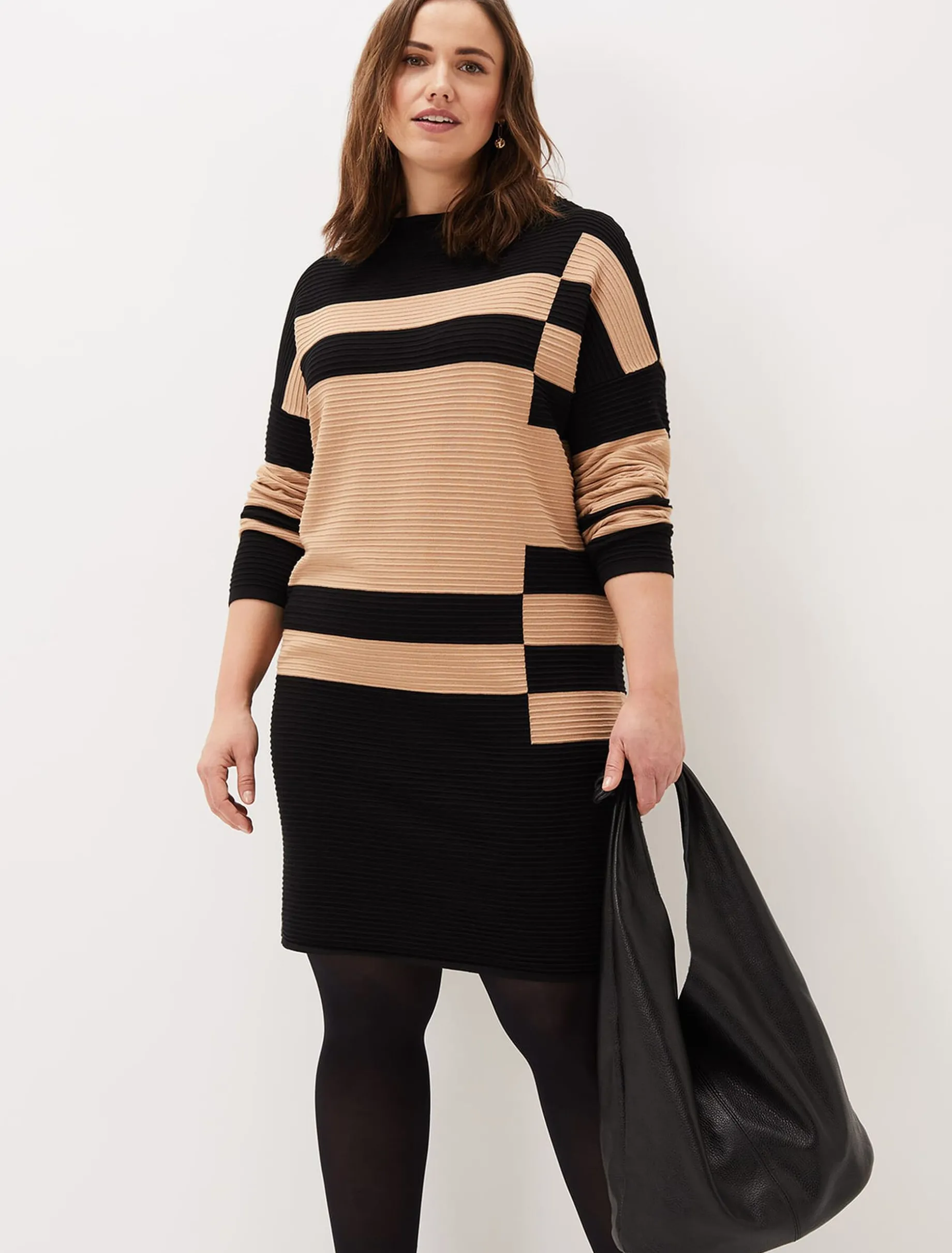Azera Colourblock Textured Knit Dress