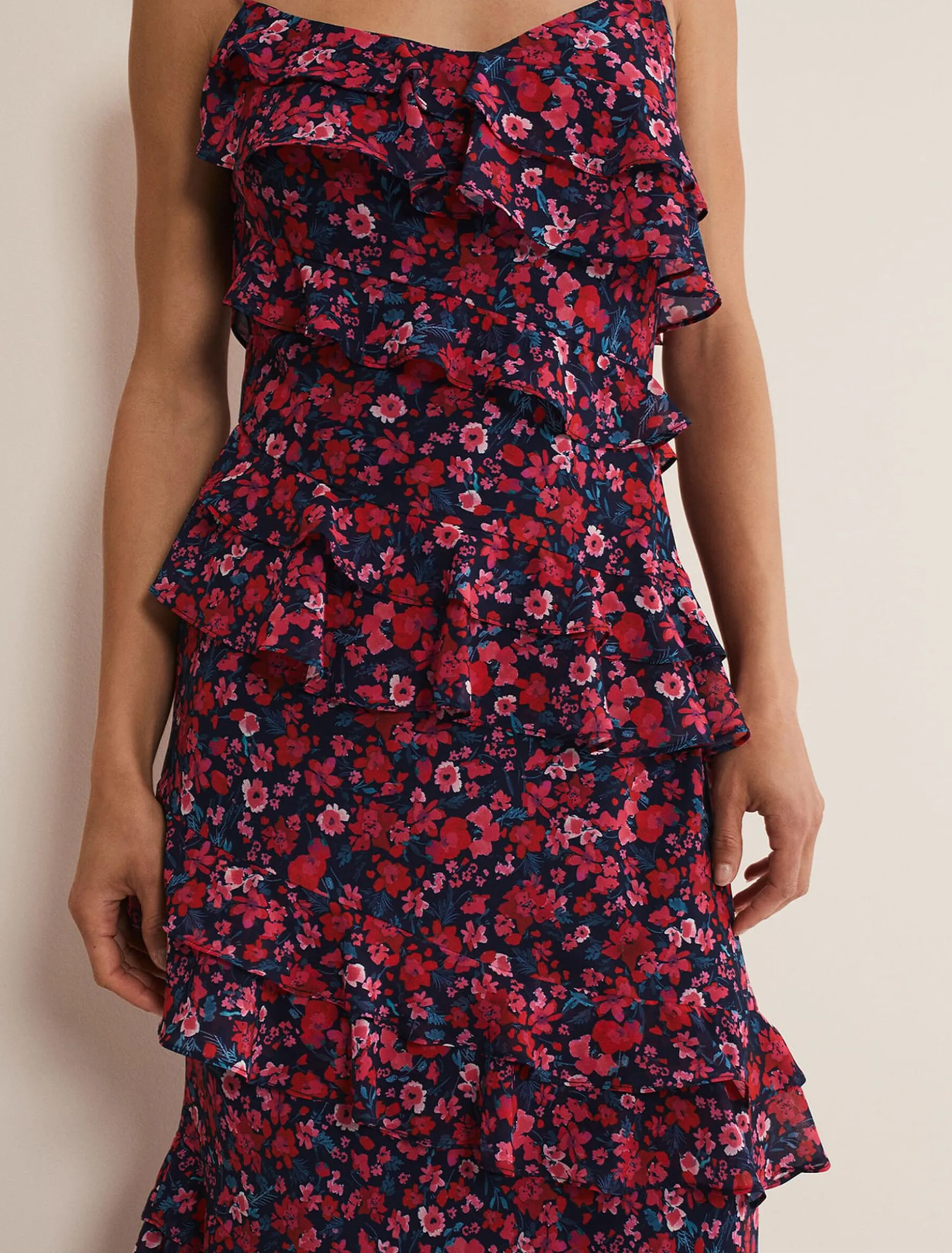 Ballie Strappy Asymmetric Frill Dress