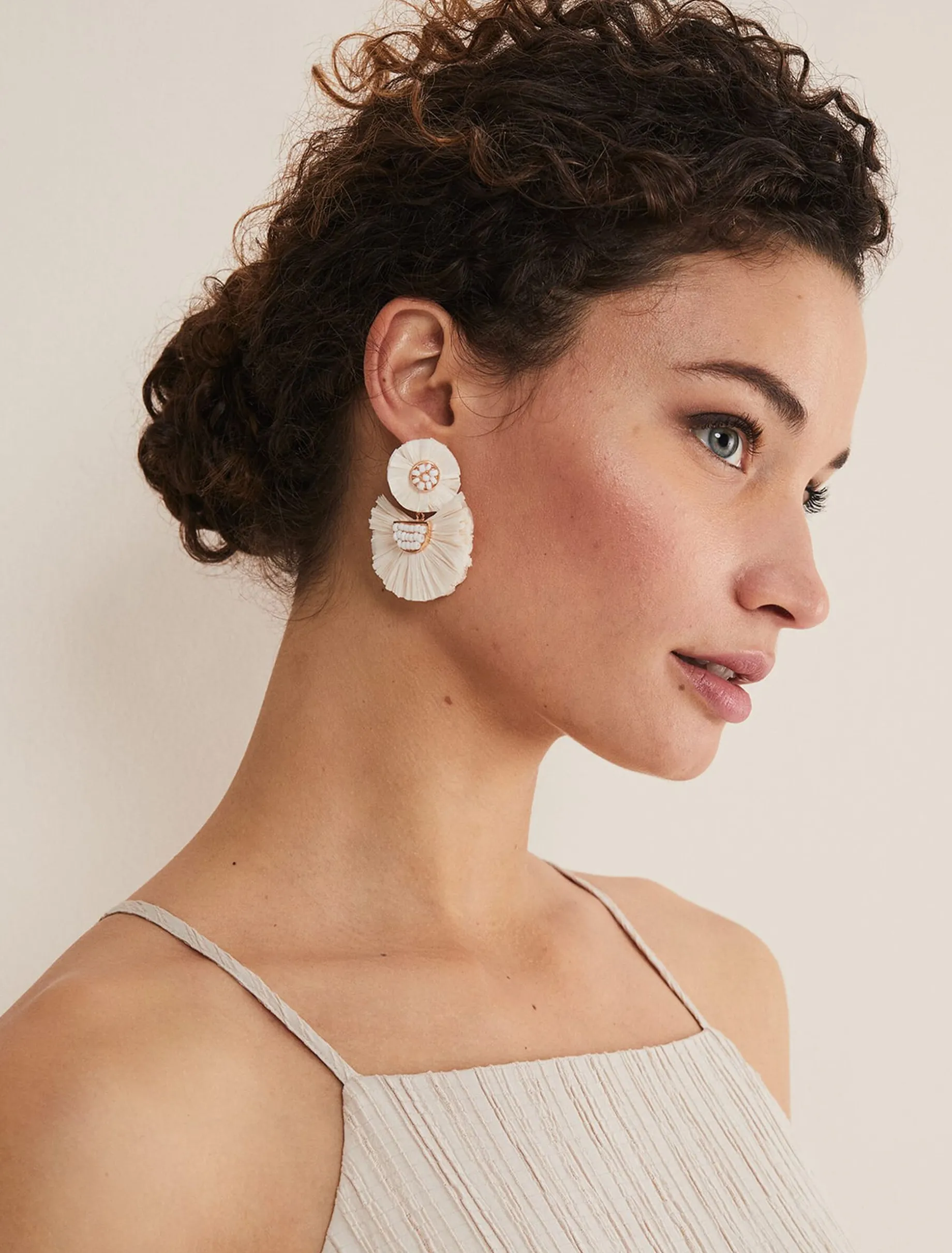 Beaded Fan Drop Earrings
