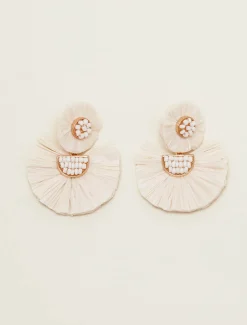 Beaded Fan Drop Earrings