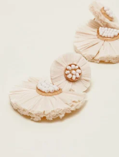 Beaded Fan Drop Earrings