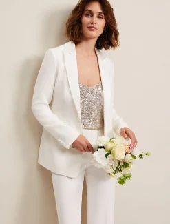 Beatriz White Satin Bridal Blazer