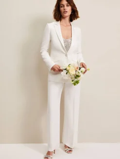 Beatriz White Satin Bridal Blazer