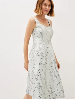 Becka Floral Jacquard Fit And Flare Dress