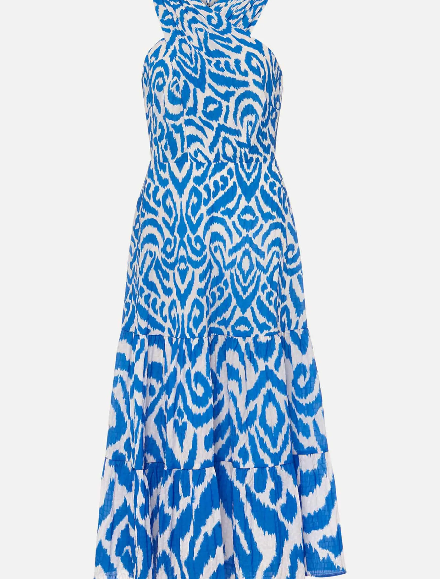Bella Cross Neck Print Midi Dress