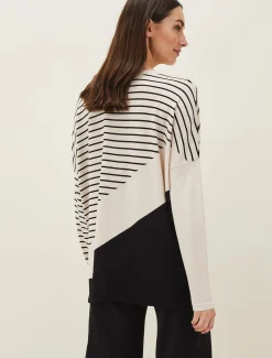 Belsa Stripe Colourblock Fine Knit Jumper