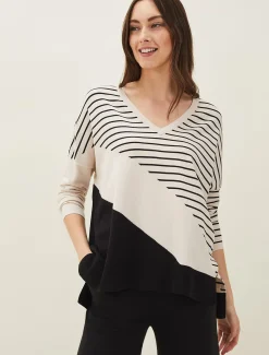 Belsa Stripe Colourblock Fine Knit Jumper