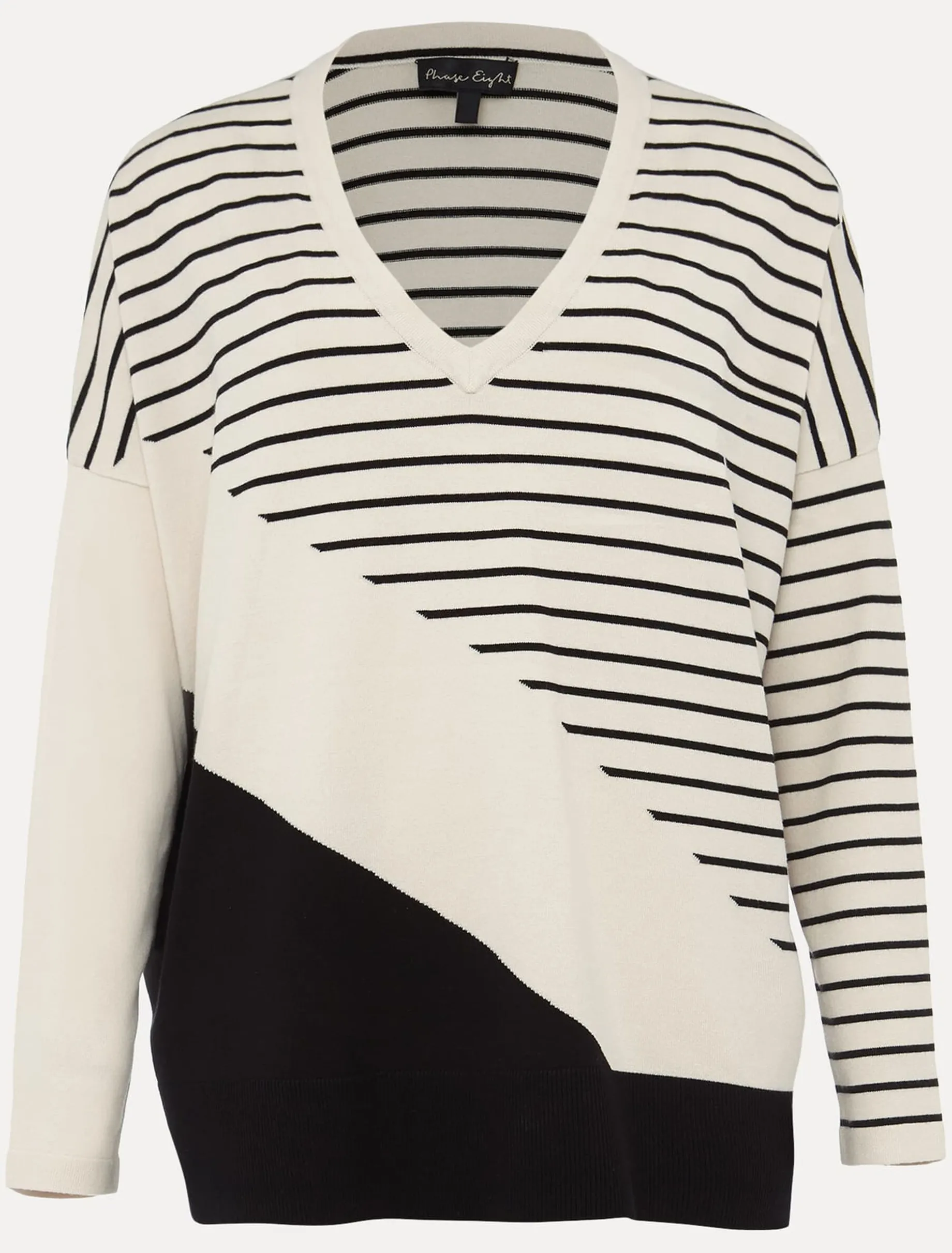 Belsa Stripe Colourblock Fine Knit Jumper