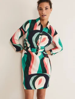 Beth Swirl Belted Shift Dress