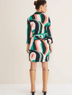 Beth Swirl Belted Shift Dress