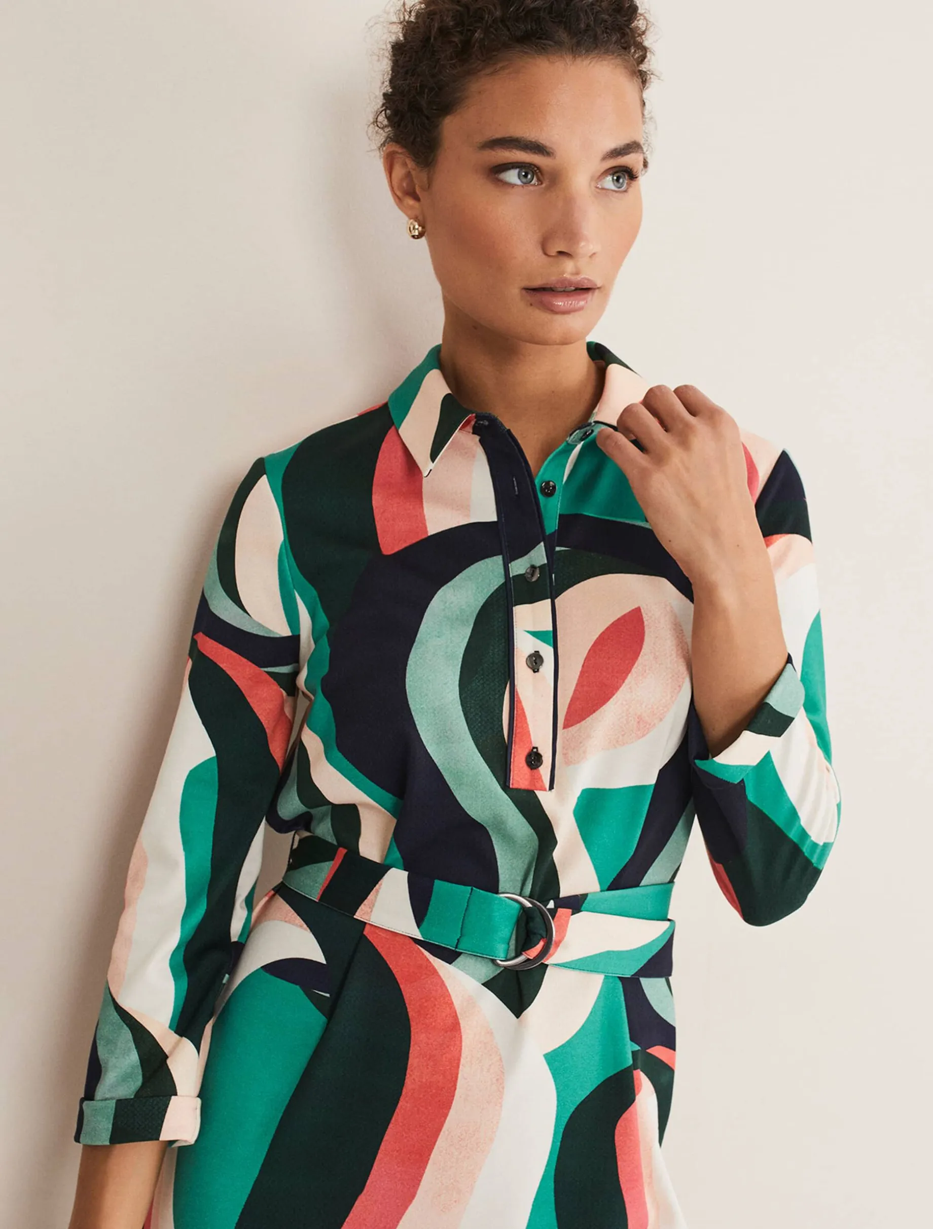 Beth Swirl Belted Shift Dress