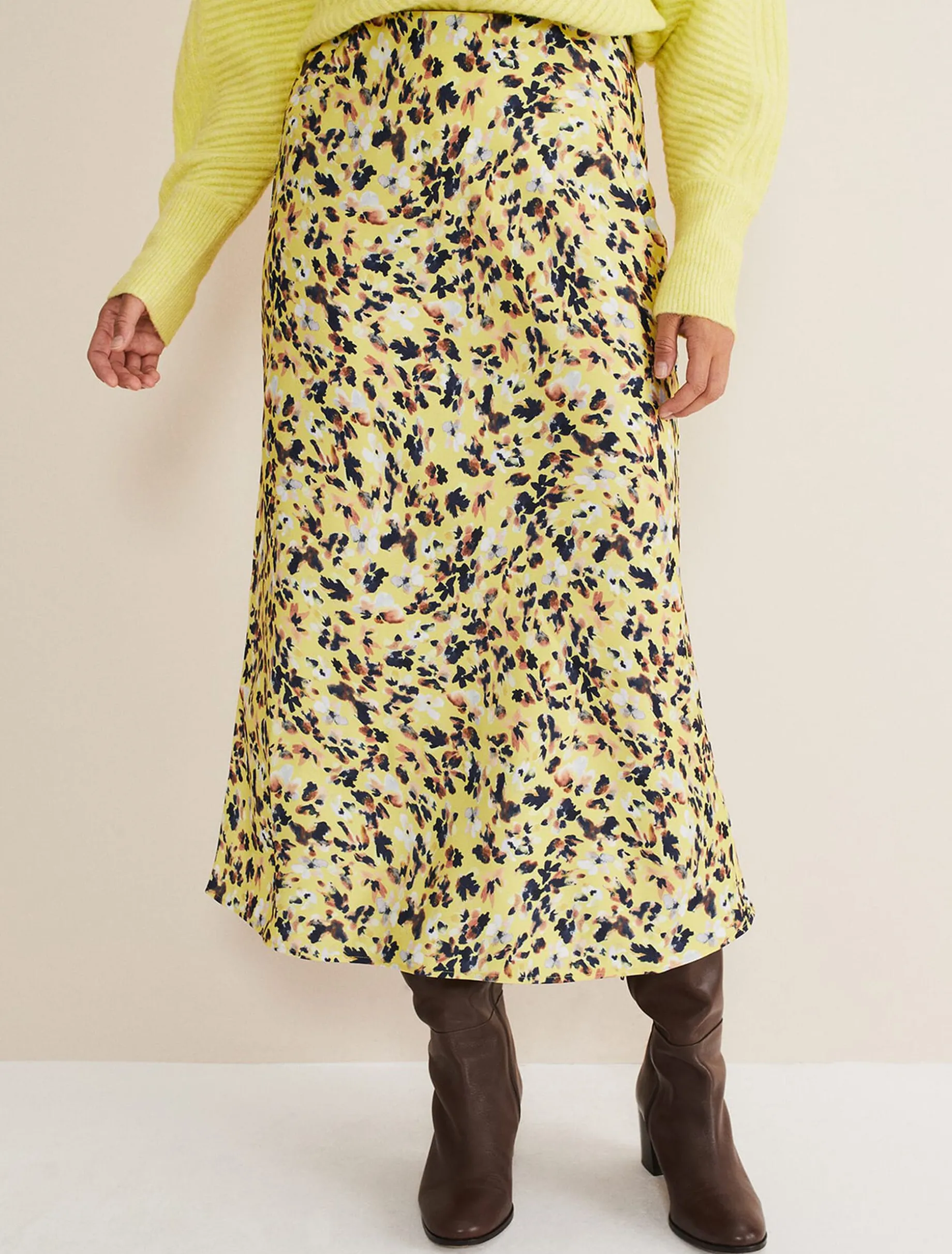 Blaire Floral Satin Slip Skirt