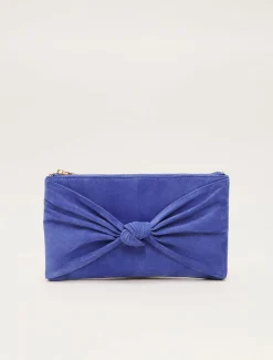 Blue Suede Clutch Bag