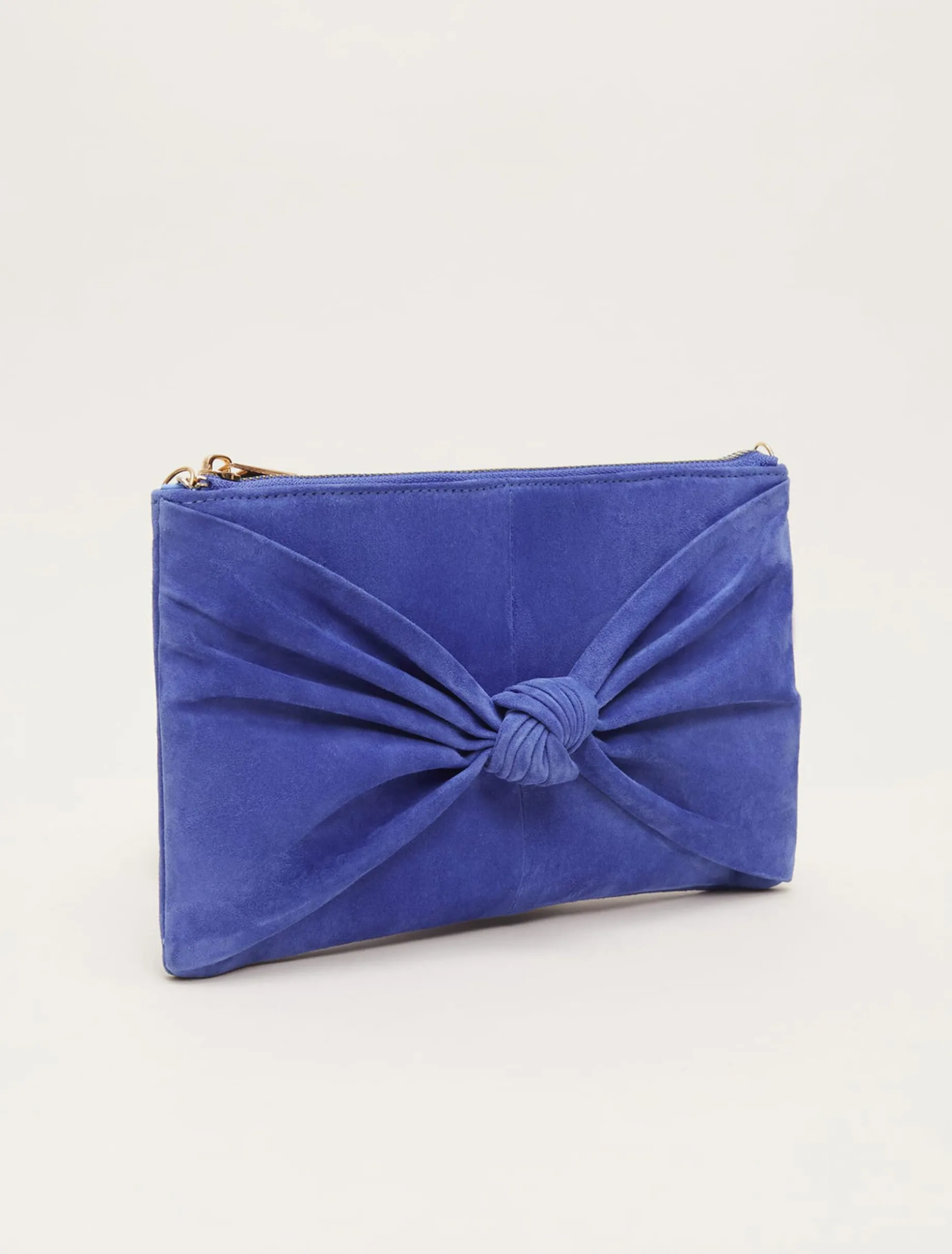 Blue Suede Clutch Bag