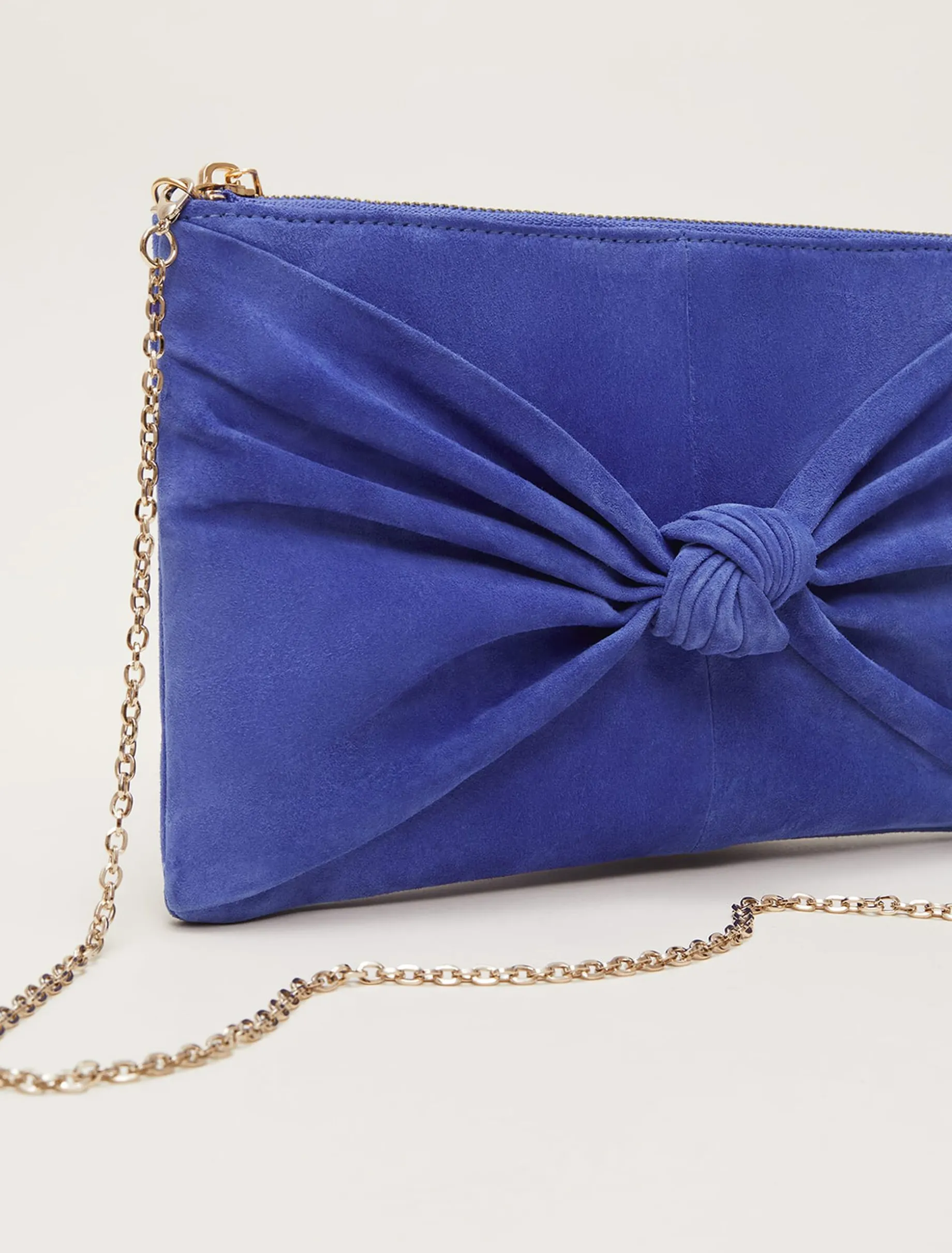 Blue Suede Clutch Bag