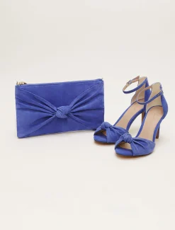 Blue Suede Clutch Bag