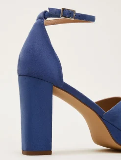 Blue Suede Platform Heels