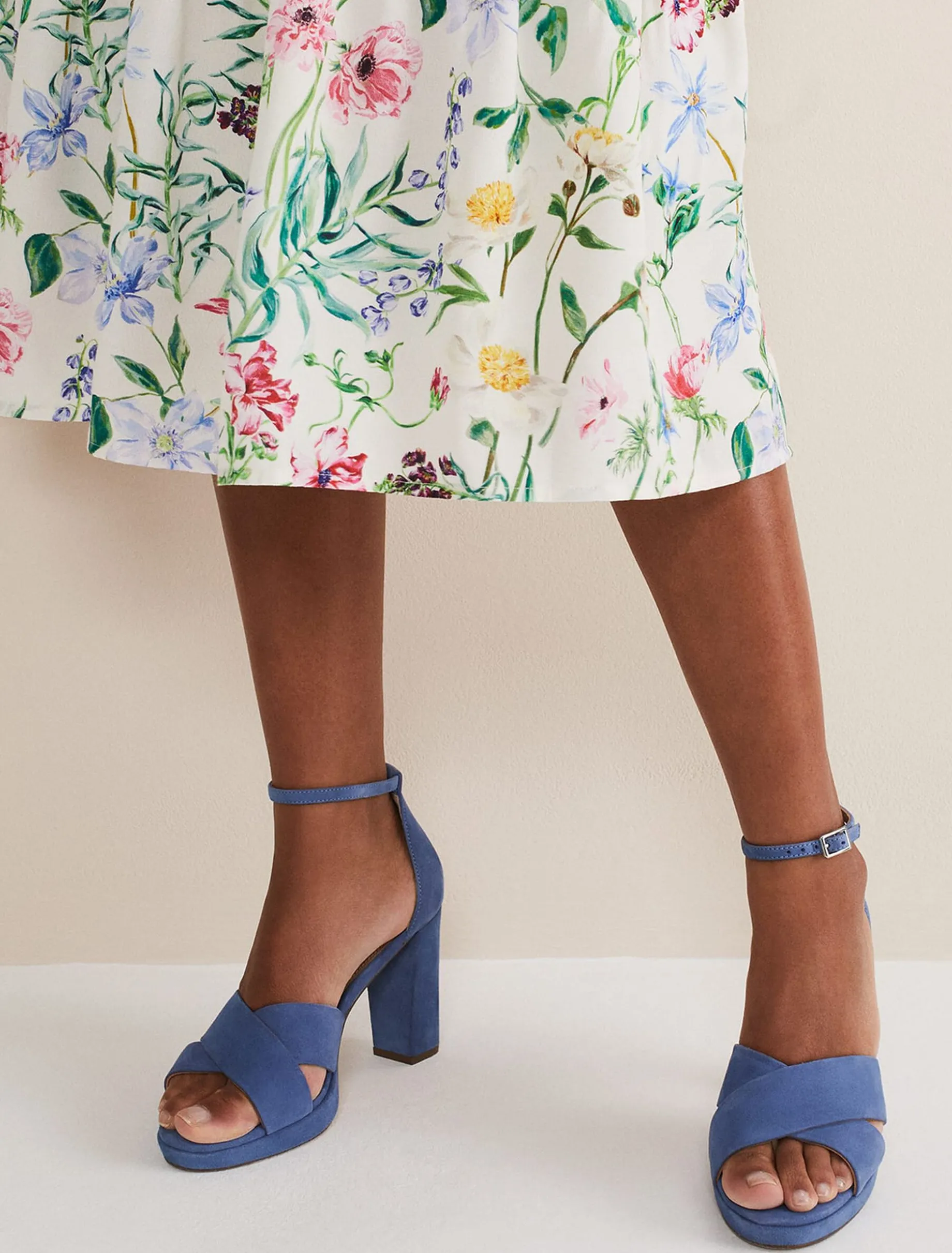 Blue Suede Platform Heels