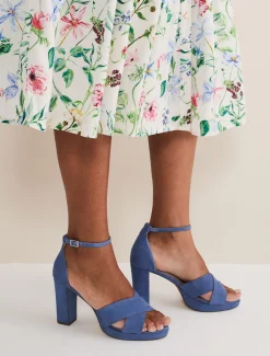 Blue Suede Platform Heels