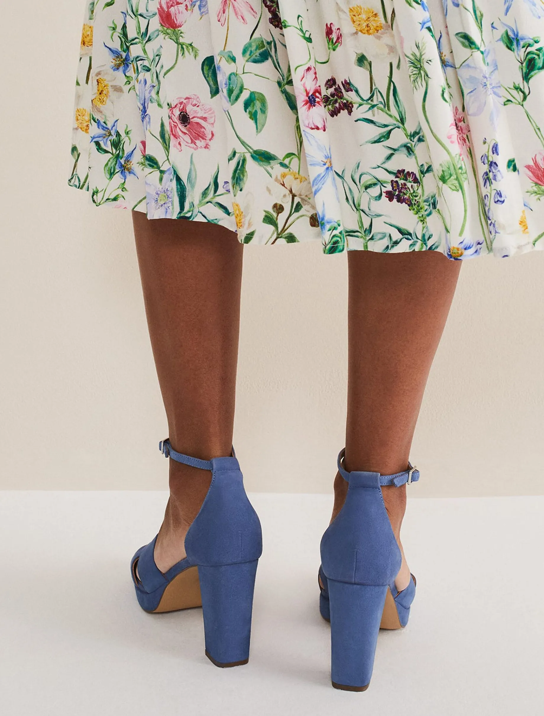 Blue Suede Platform Heels