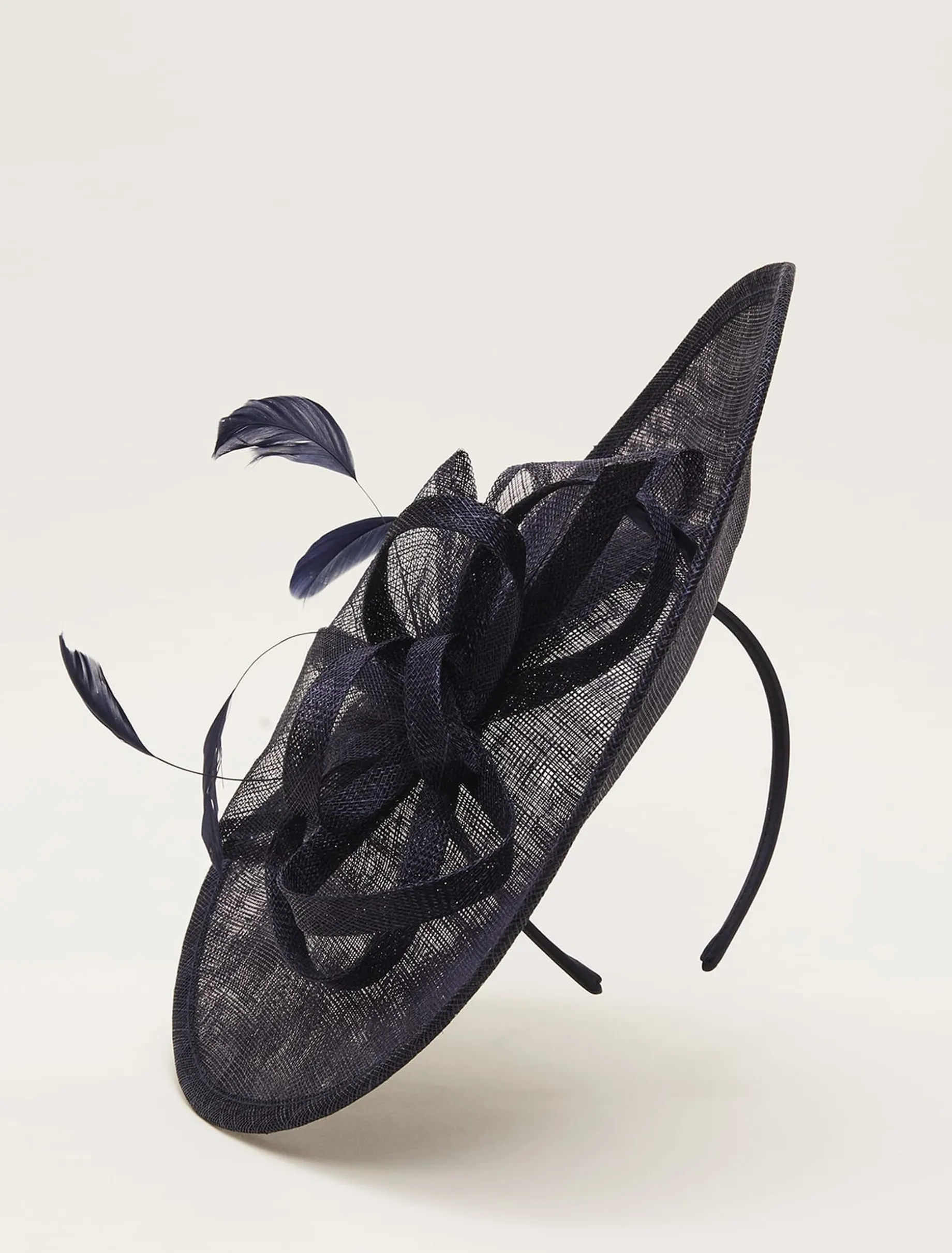 Bow And Feather Disc Fascinator