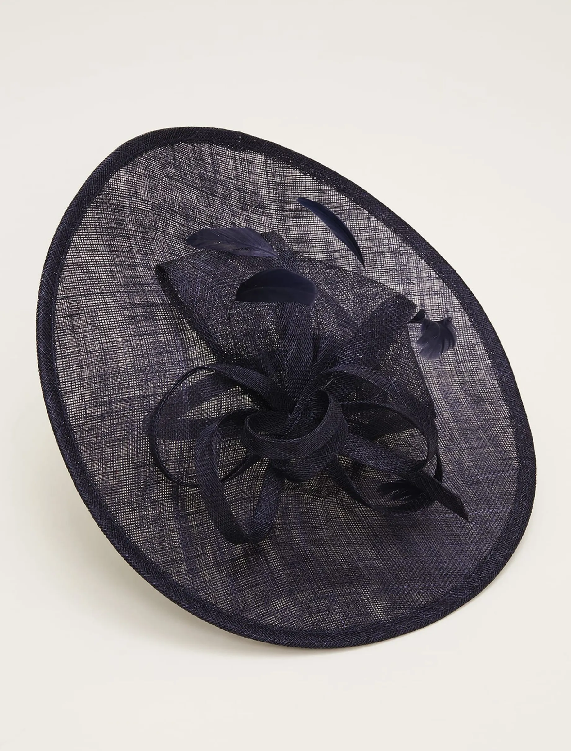 Bow And Feather Disc Fascinator