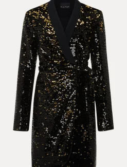 Brea Wrap Tuxe Sequin Dress