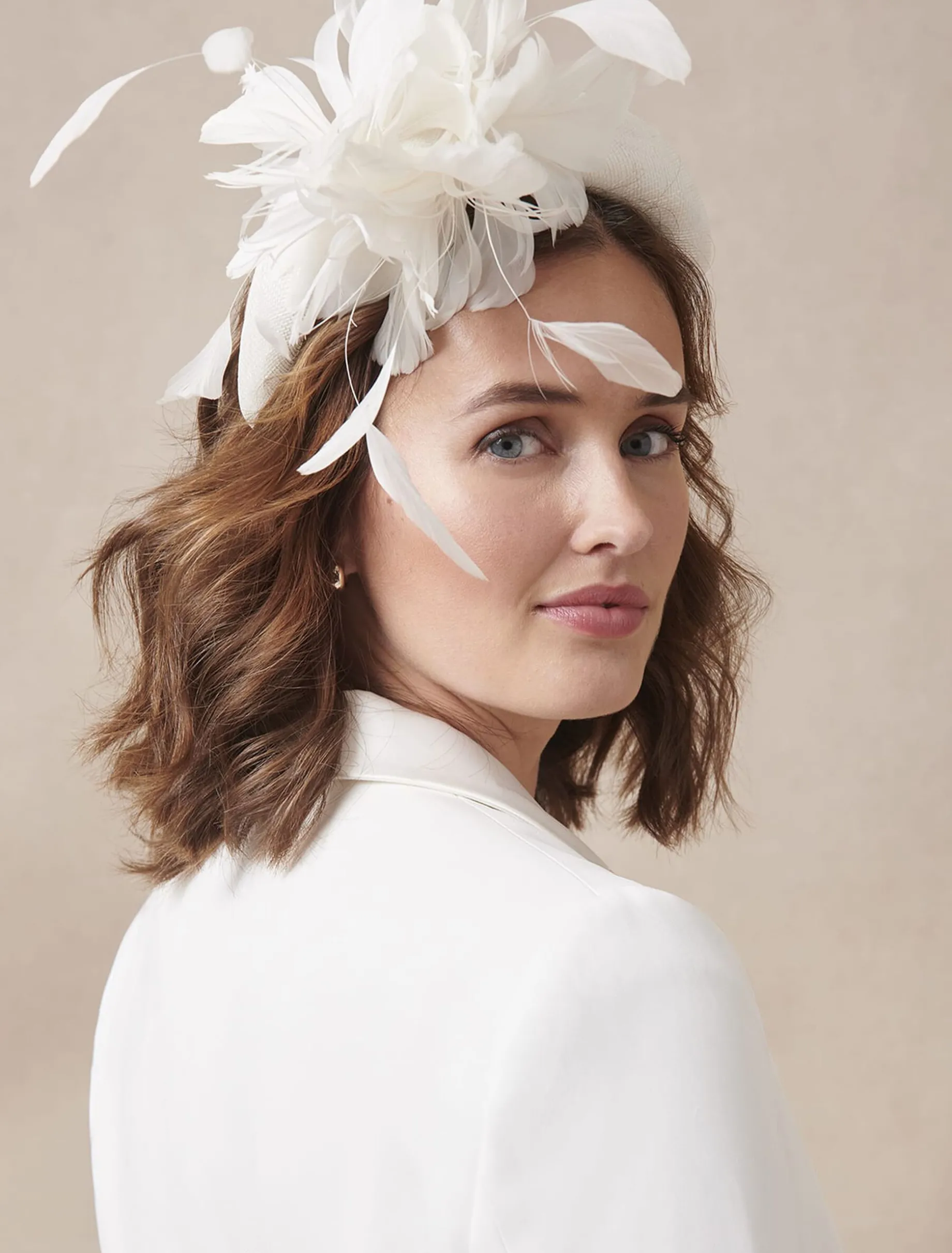 Bridal Feather Flower Chunky Headband