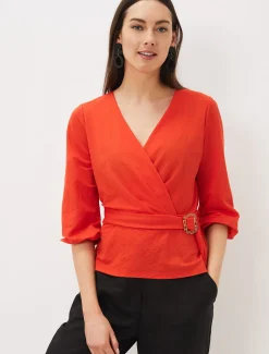 Brigitte Wrap Buckle Top
