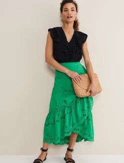 Broderie Wrap Maxi Skirt