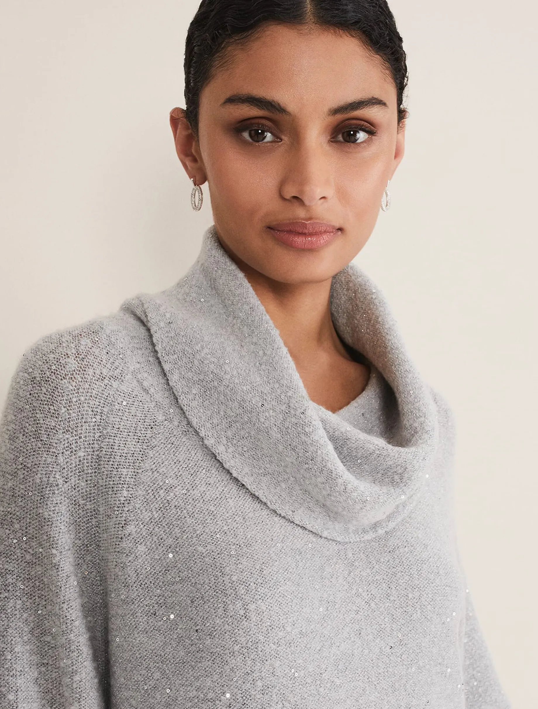 Bronte Cowl Neck Sequin Jumper