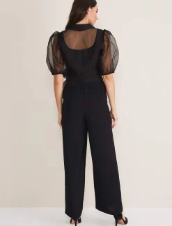 Brontie Puff Sleeve Wide Leg Jumpsuit