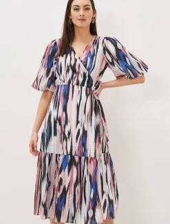 Caityln Cotton Wrap Midi Dress