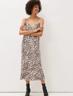 Calla Leopard Print Satin Midi Skirt