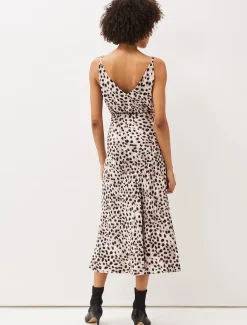 Calla Leopard Print Satin Midi Skirt