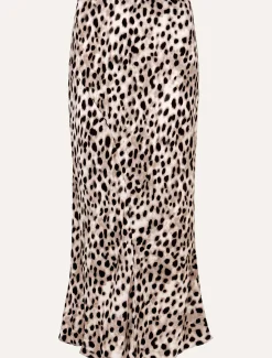 Calla Leopard Print Satin Midi Skirt