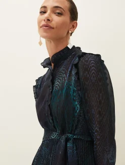 Camina Snake Print Pleated Dress
