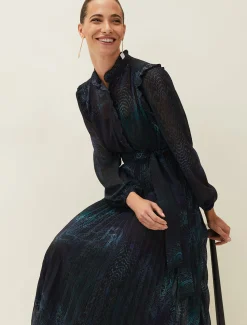 Camina Snake Print Pleated Dress