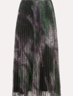 Camina Snake Print Pleated Maxi Skirt